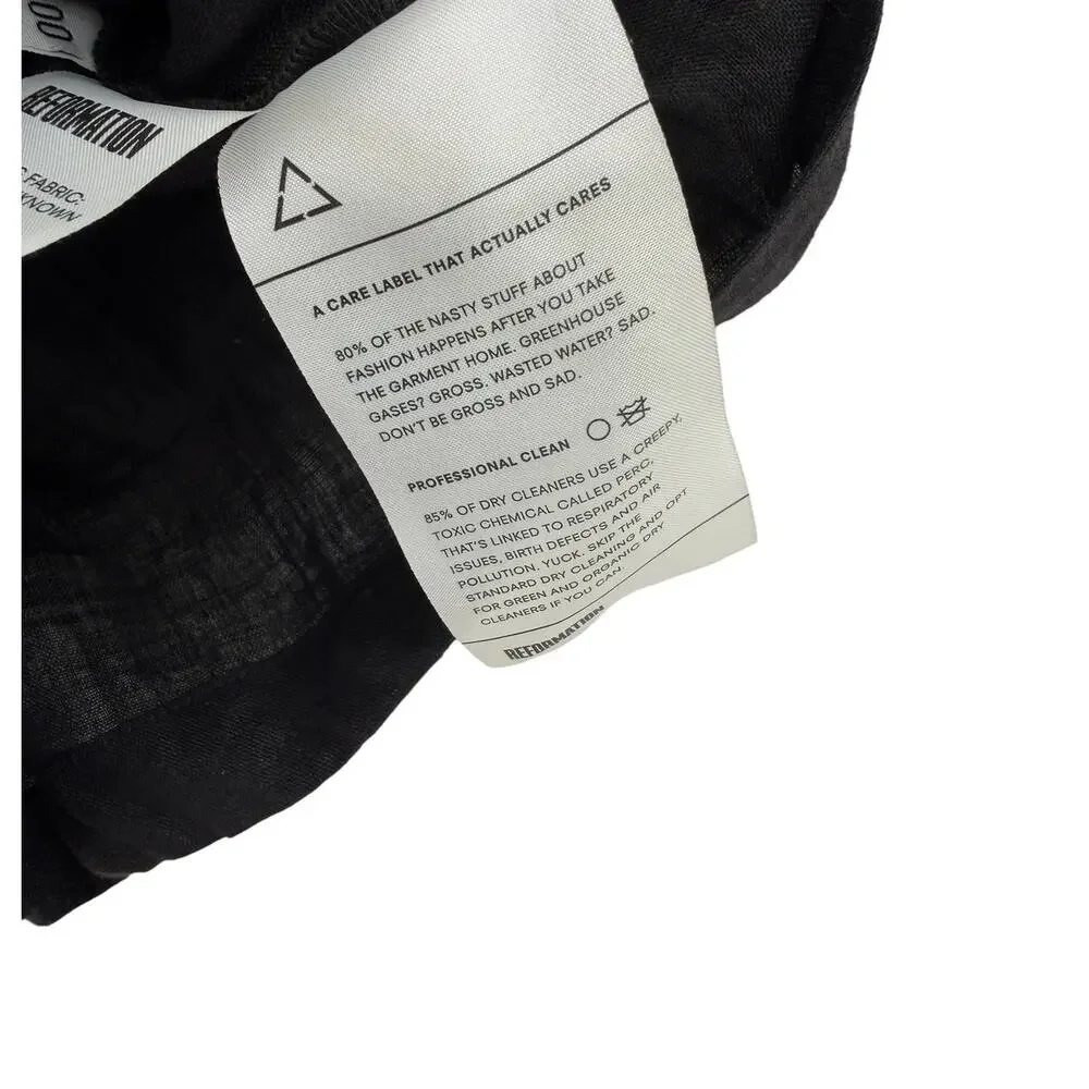 Reformation Blanca Linen Romper Black Button‎ Front Sleeveless Size 00
